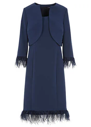 Navy Feather Trim Dress and Jacket by Kaleidoscope | Look Again