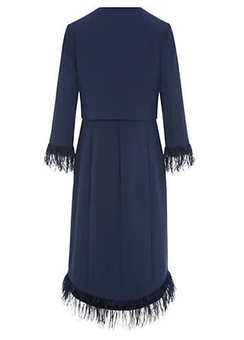 Navy Feather Trim Dress and Jacket by Kaleidoscope | Look Again