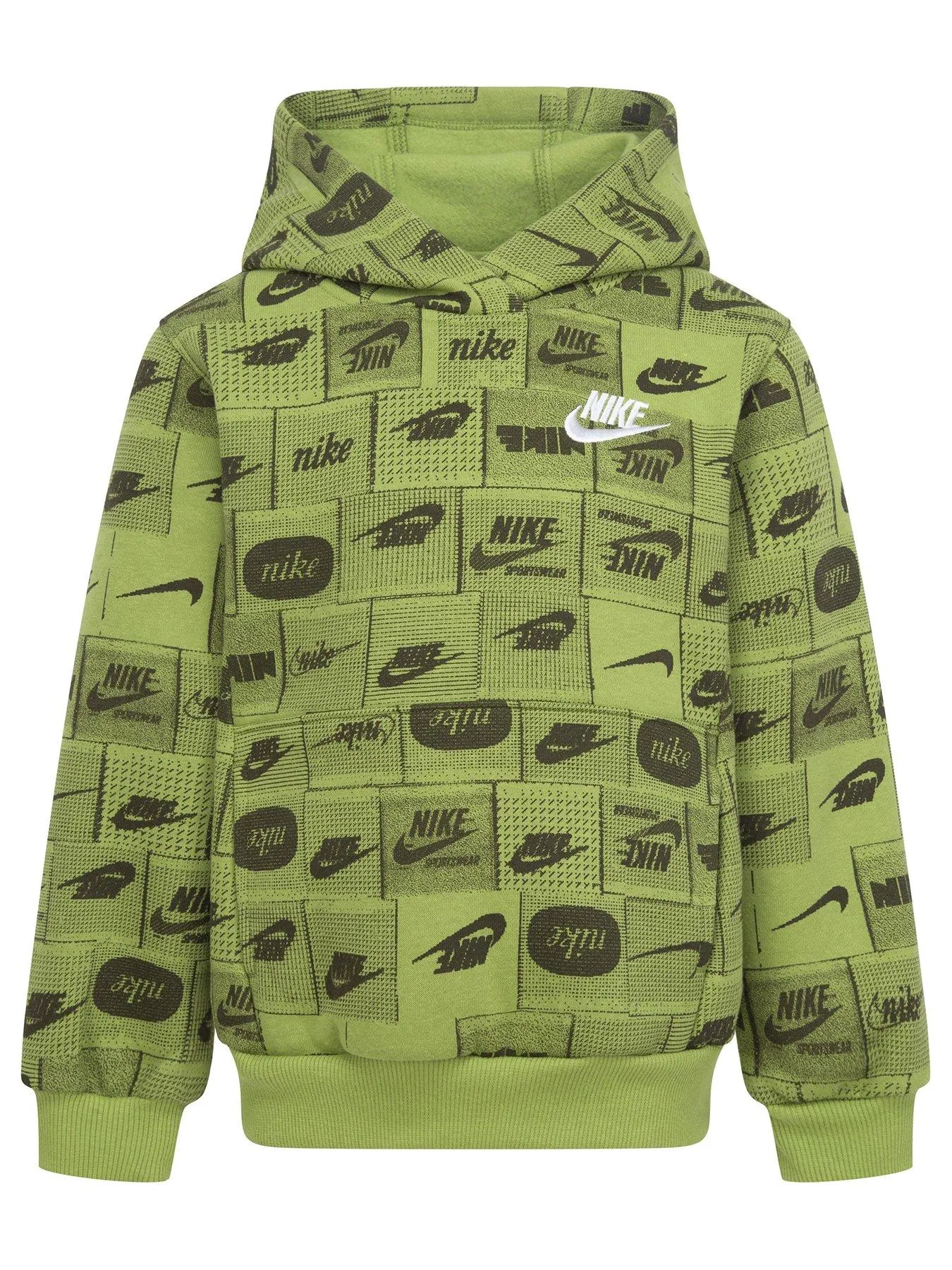 Nike Kids Boys Club All Over Print Overhead Hoodie - Green