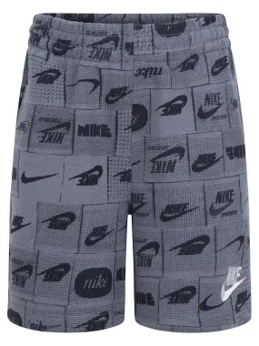 Nike Kids Boys Club All Over Print Shorts - Grey