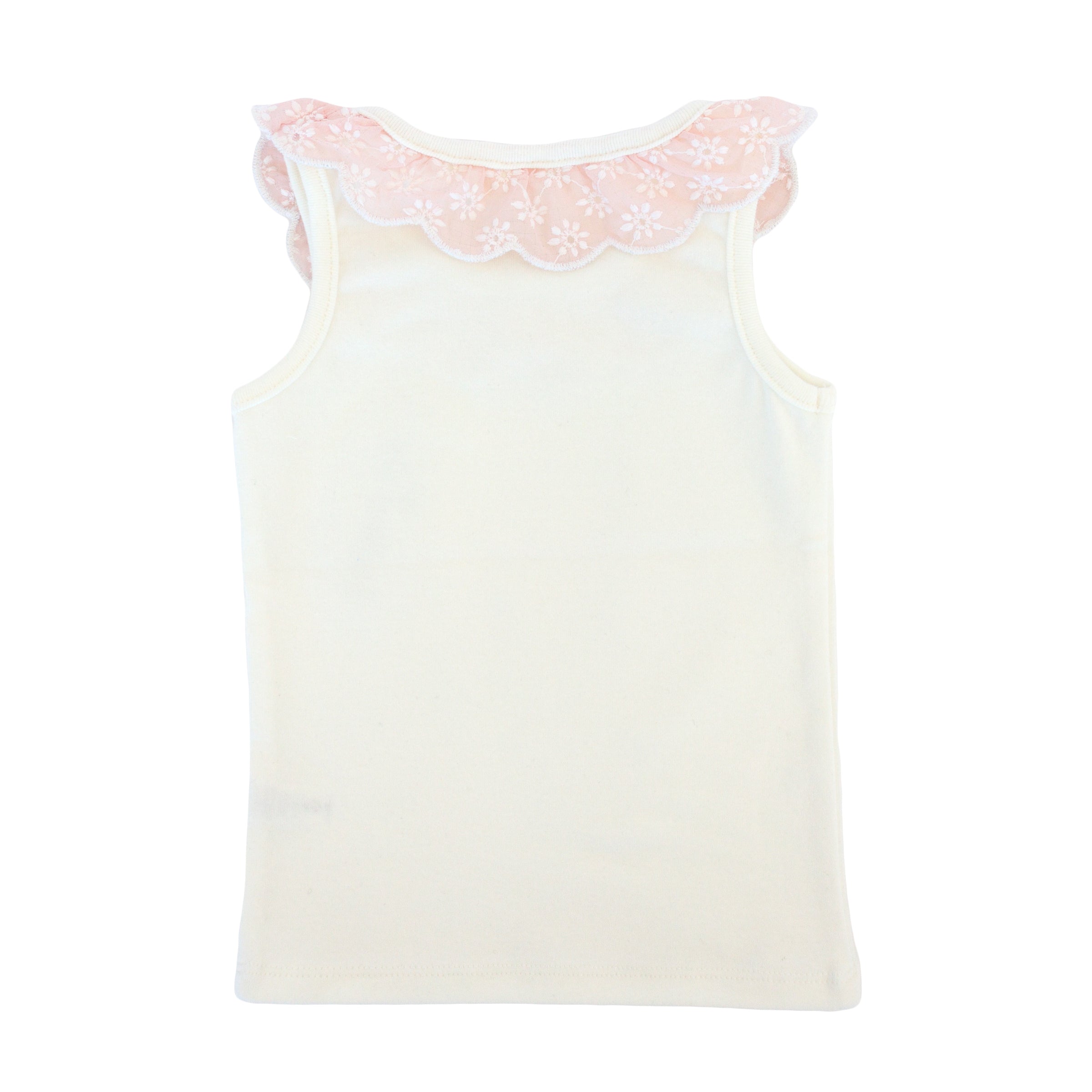 oh baby! Embroidered Daisies Collar Baby Rib Tank - Cream