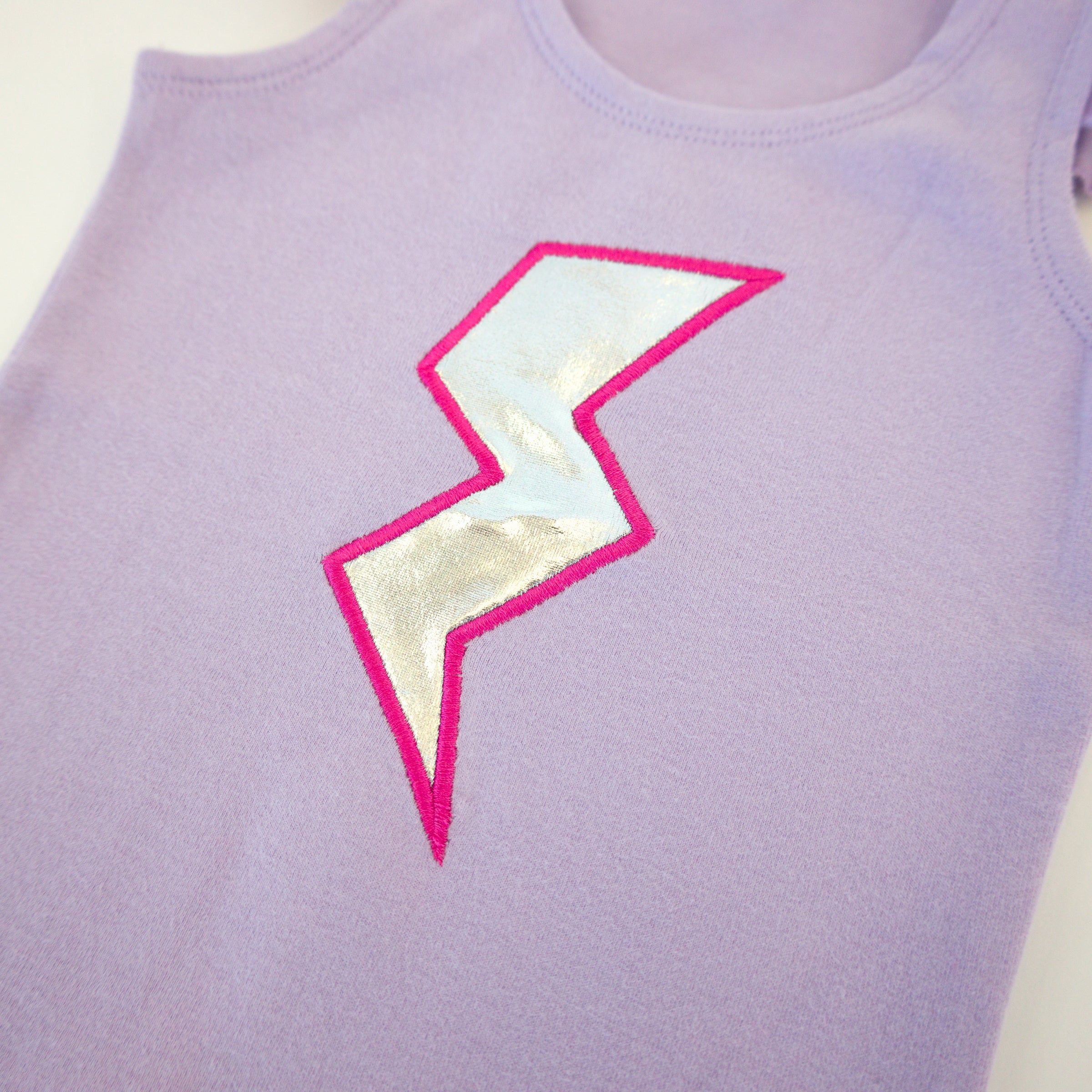 oh baby! Flutter Sleeve Tank - Lightning Bolt Applique - Orchid