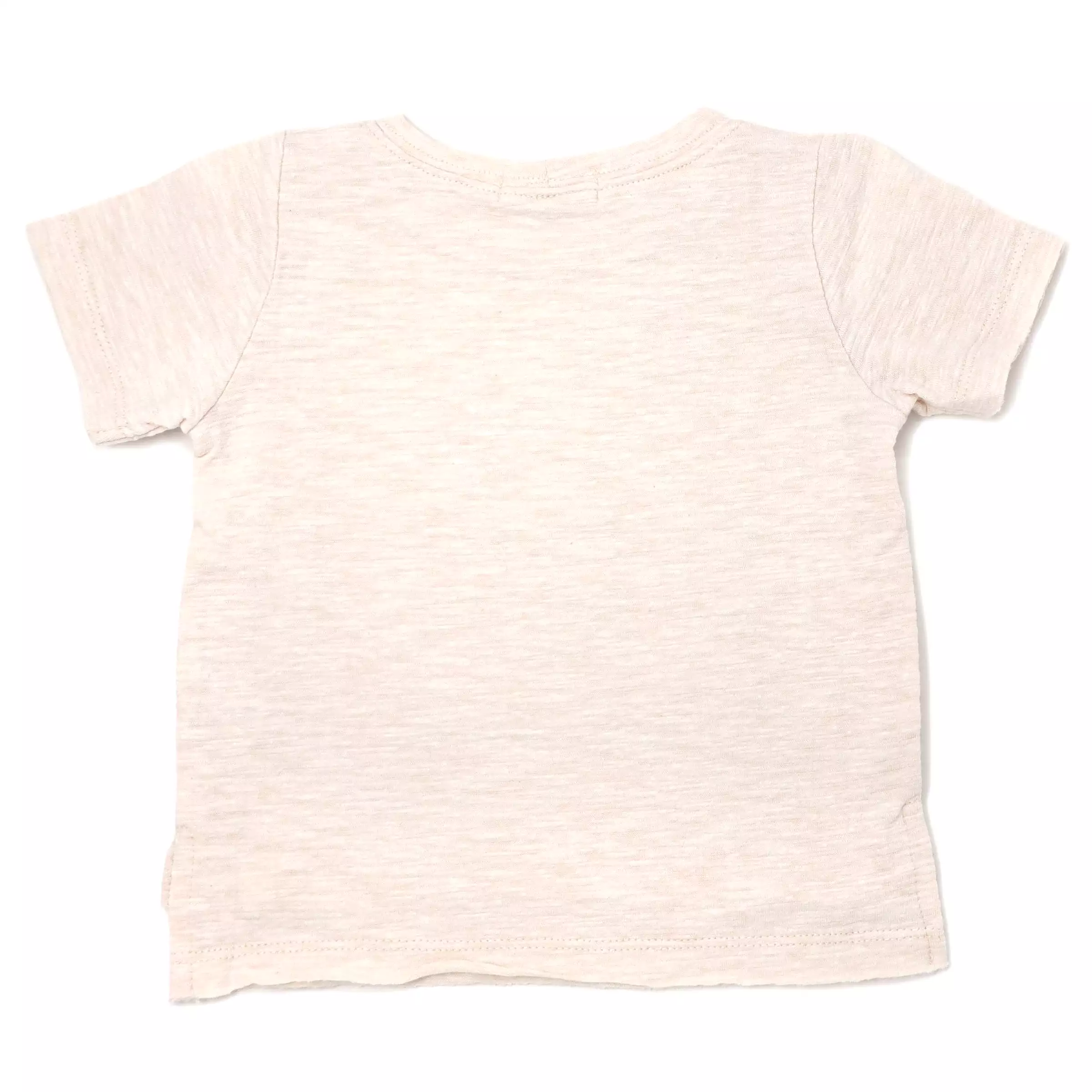 oh baby! Raw Edge Short Sleeve Cotton Slub Tee - happy Peachy Applique  - Sand Heather