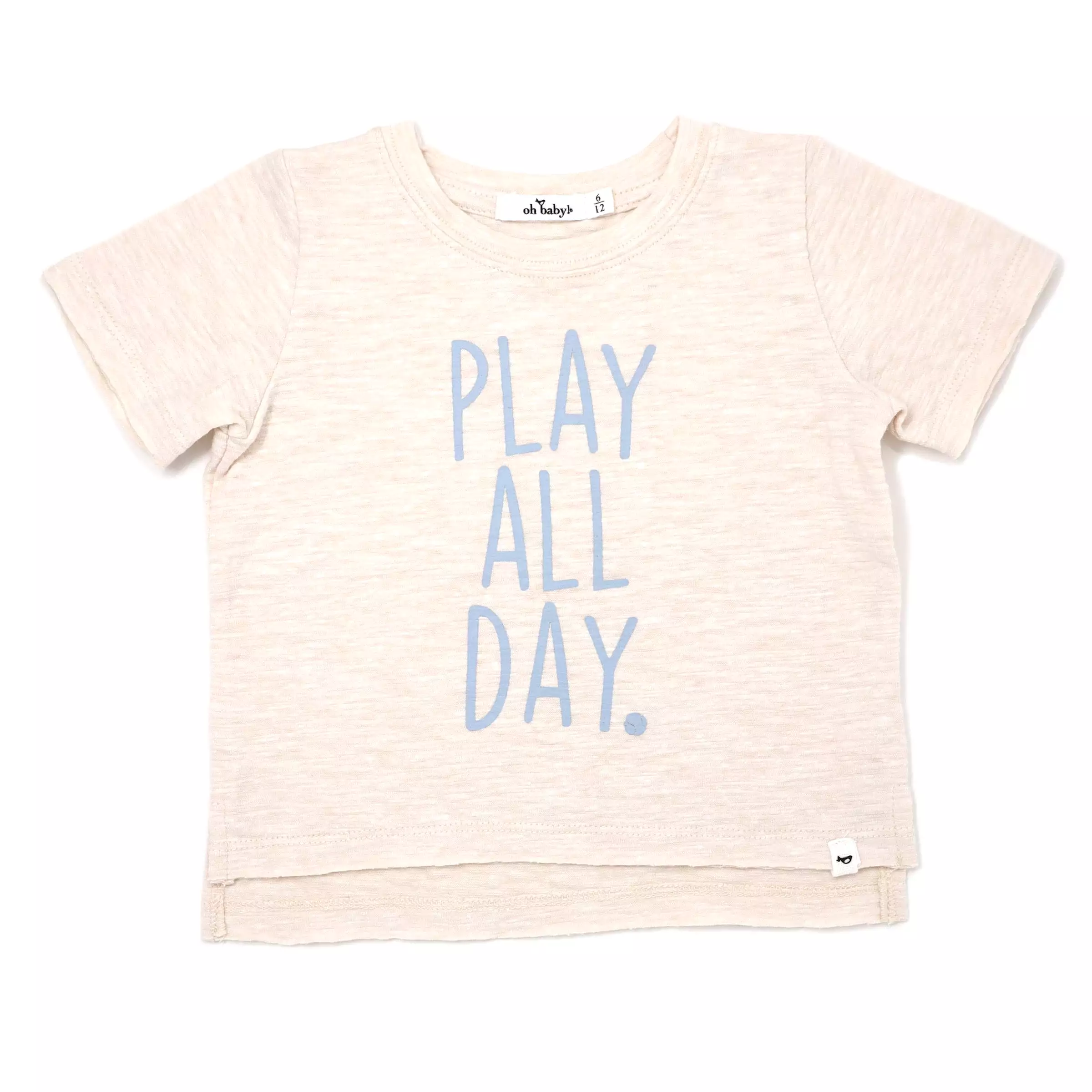 oh baby! Raw Edge Short Sleeve Cotton Slub Tee - Play All Day - Sand Heather