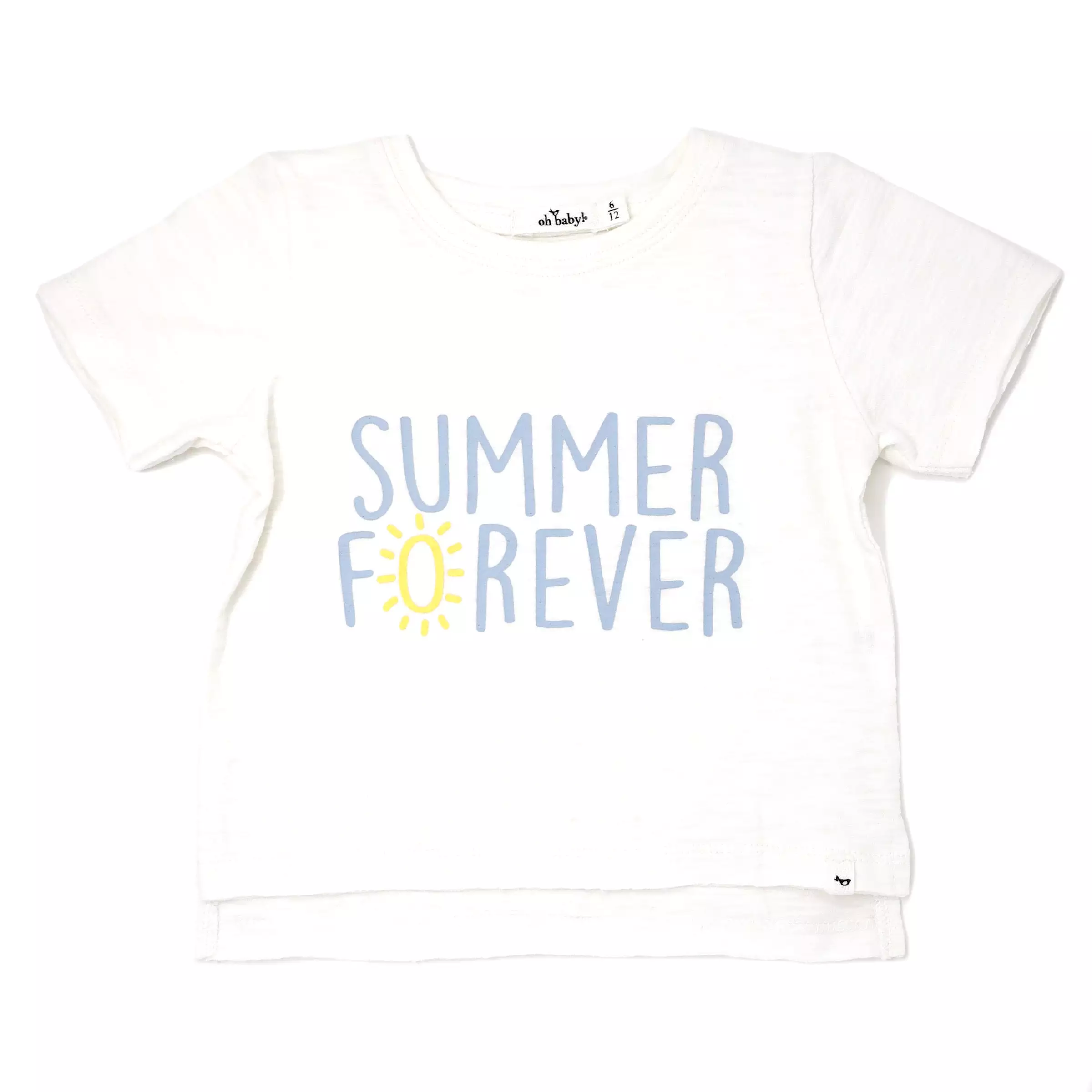 oh baby! Raw Edge Short Sleeve Cotton Slub Tee - Summer Forever - Oyster Heather