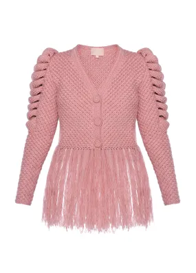 PINK CARDIGAN WITH FRINGES