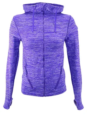 Purple Gray Zip-Up Marled Athletic Jacket Yoga Hoodie Size Medium/Large