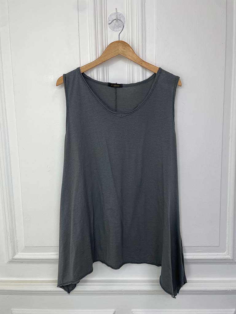 Raw Edge Jersey Swing Top - Charcoal