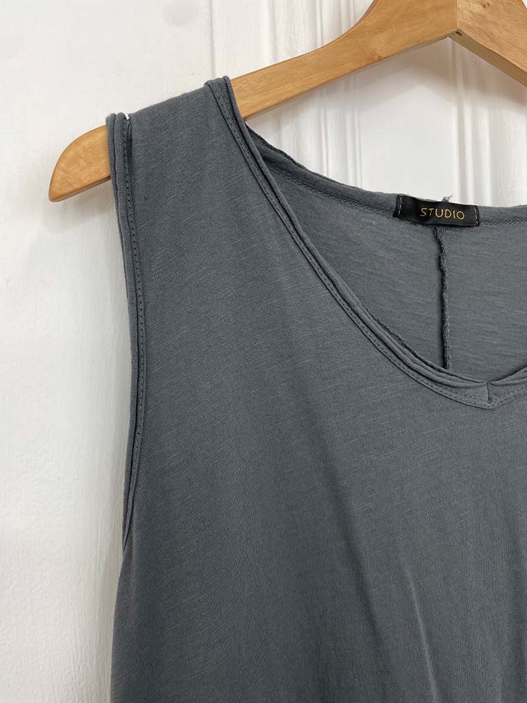 Raw Edge Jersey Swing Top - Charcoal