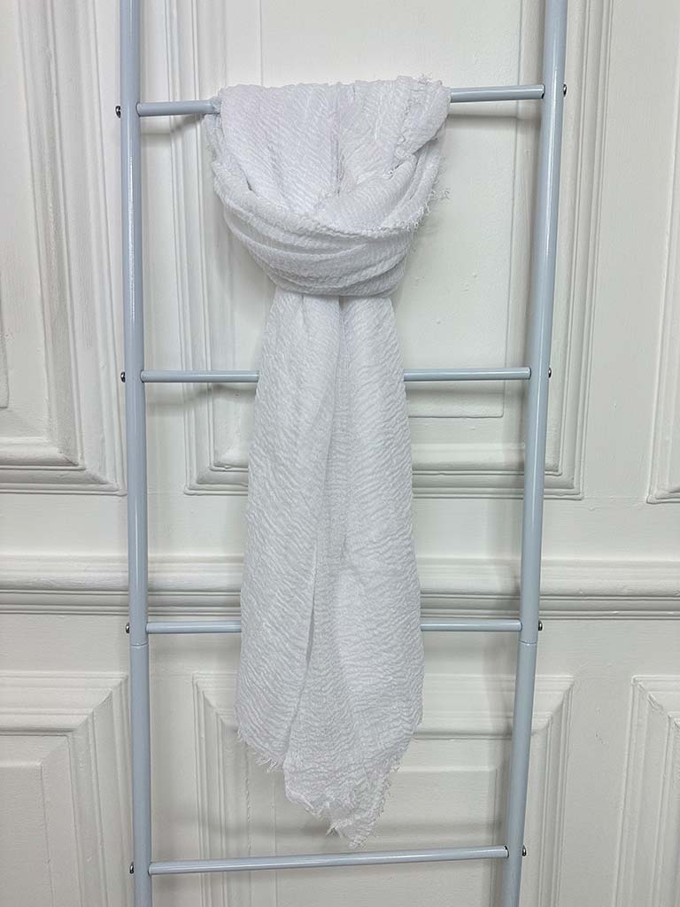 Raw Edge Scarf - White