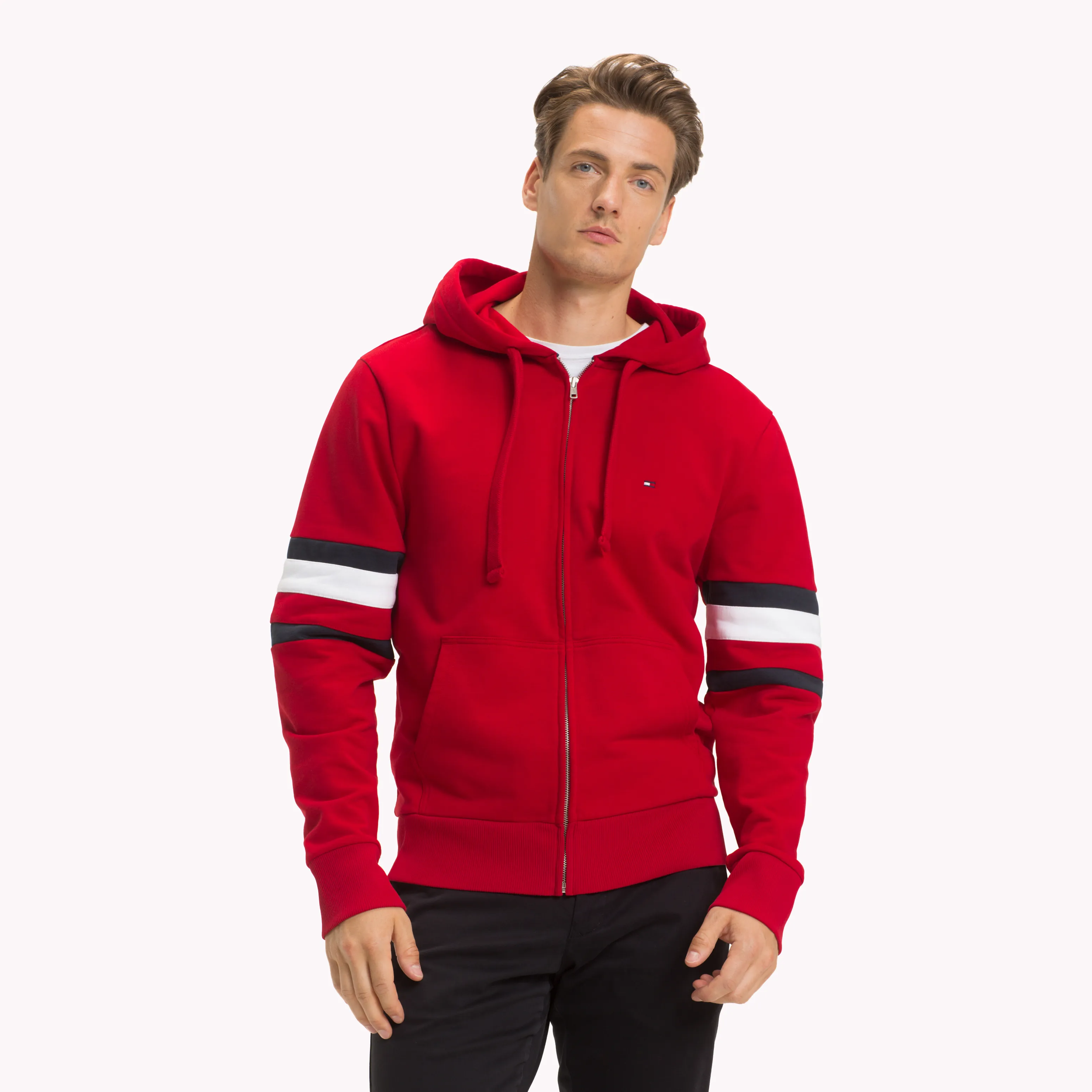 Red Colour-Blocked Relaxed Fit Hoody | Sweatshirts & Hoodies | Tommy Hilfiger