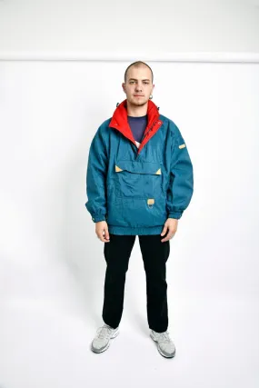 Retro 90s blue ski rain coat