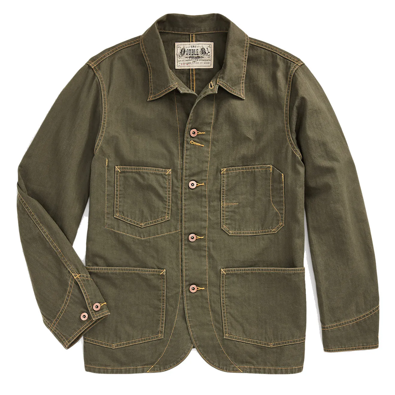 RRL by Ralph Lauren Linen-Cotton Herringbone Jacket Forest Green