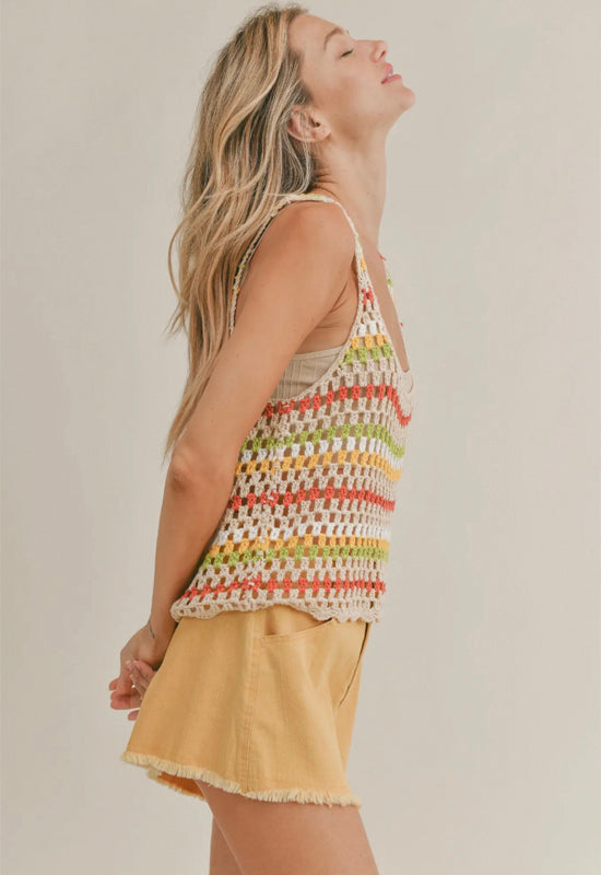 Sadie & Sage - Crochet Aura Tank Top Multi