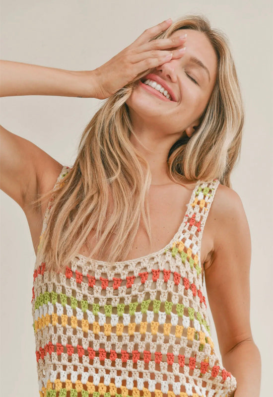 Sadie & Sage - Crochet Aura Tank Top Multi