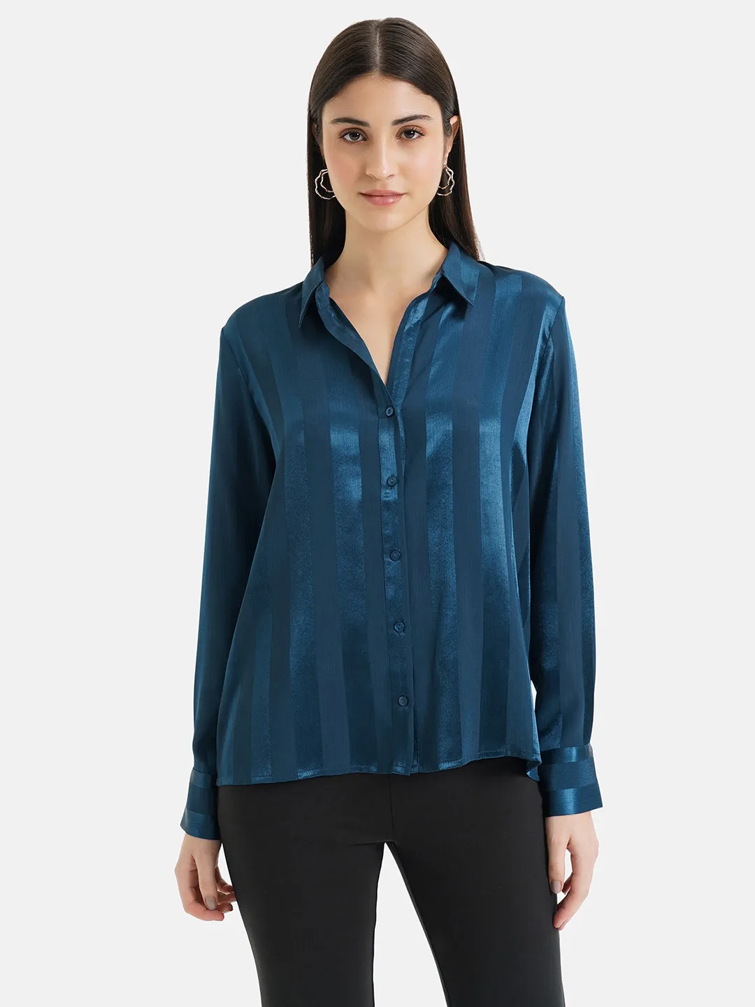 Self Stripe Satin Shirt