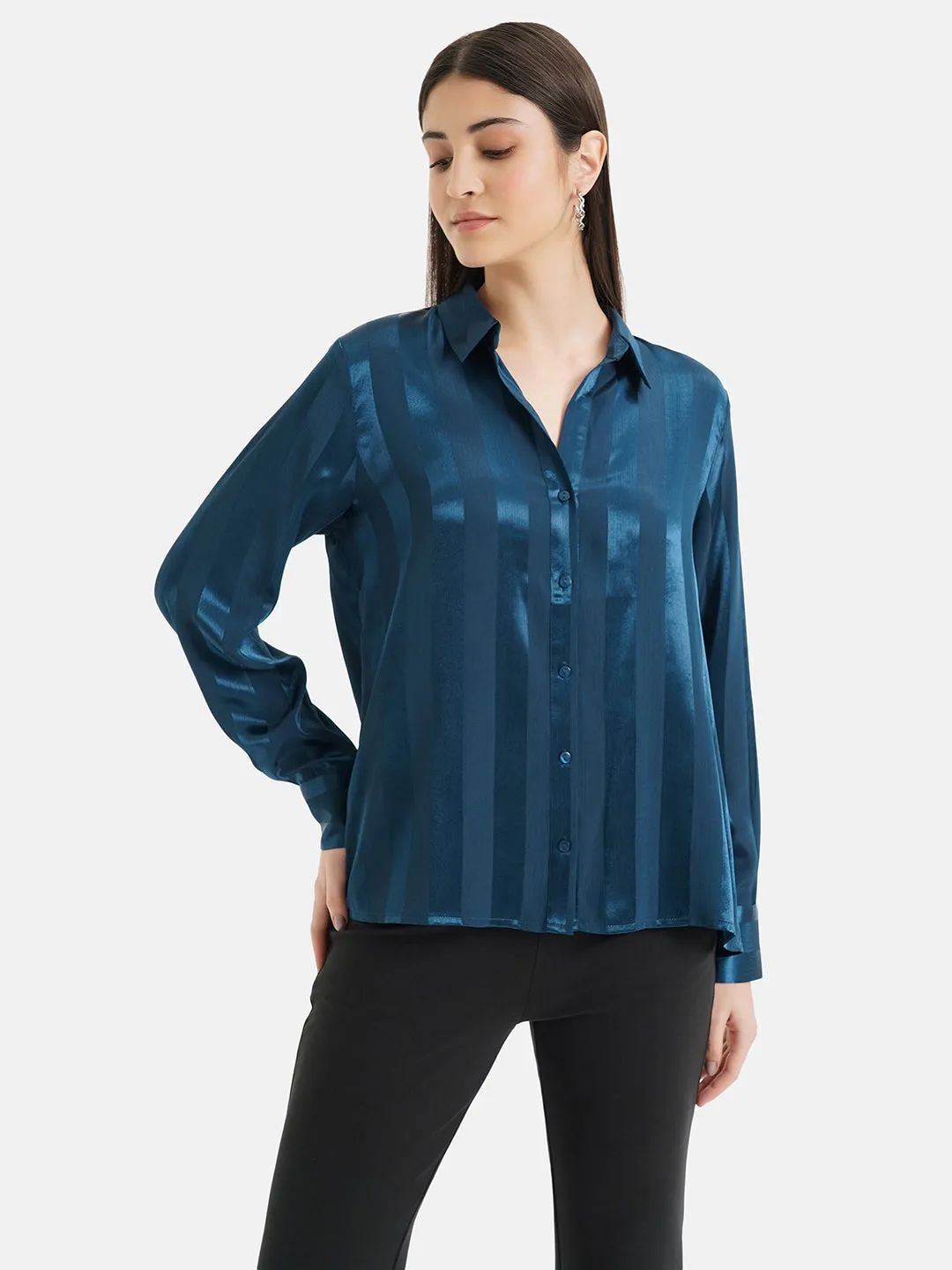 Self Stripe Satin Shirt