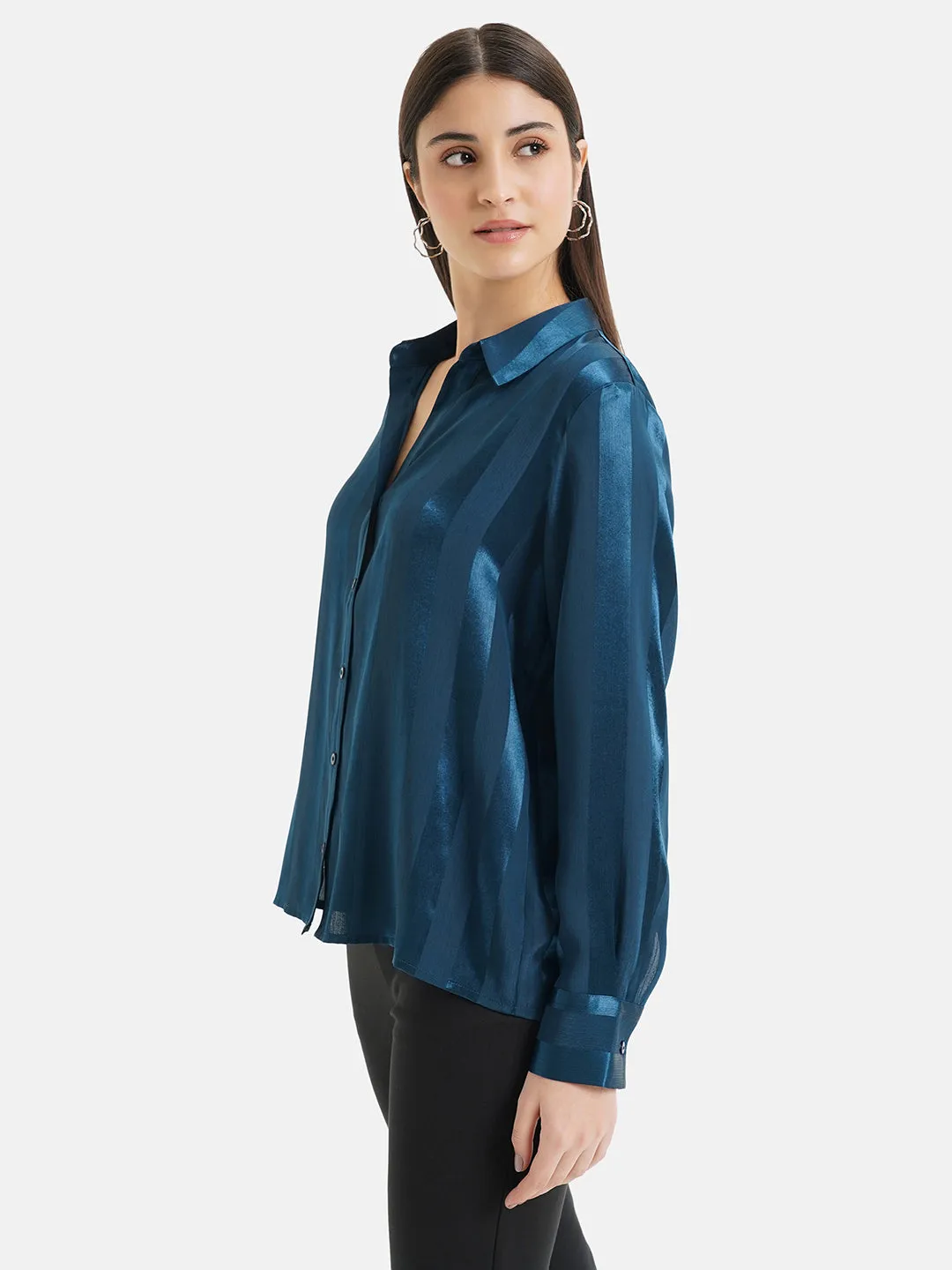 Self Stripe Satin Shirt