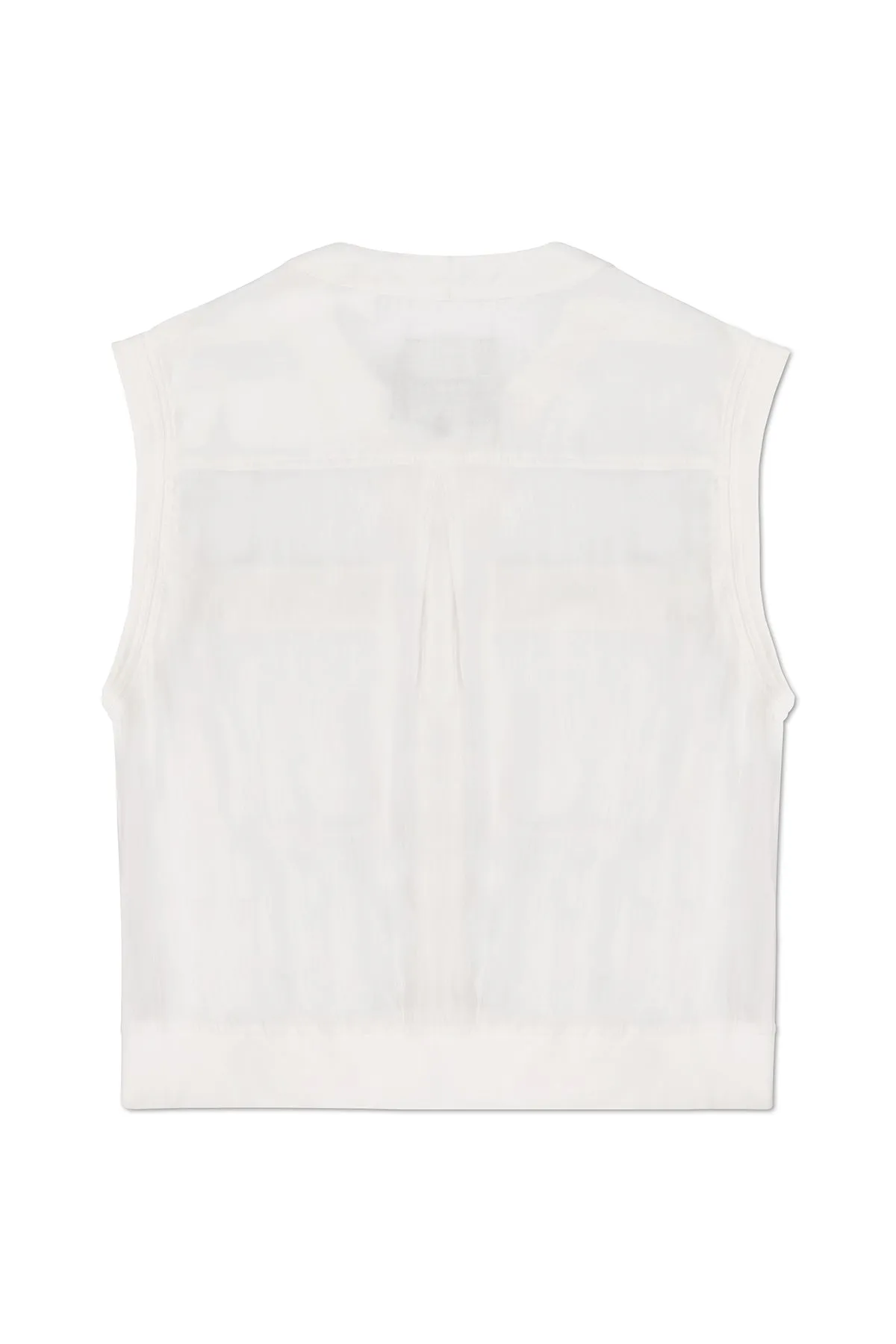 SLEEVELESS SHEER JACKET IN WHITE