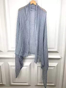 Stripe Raw Edge Scarf - Denim