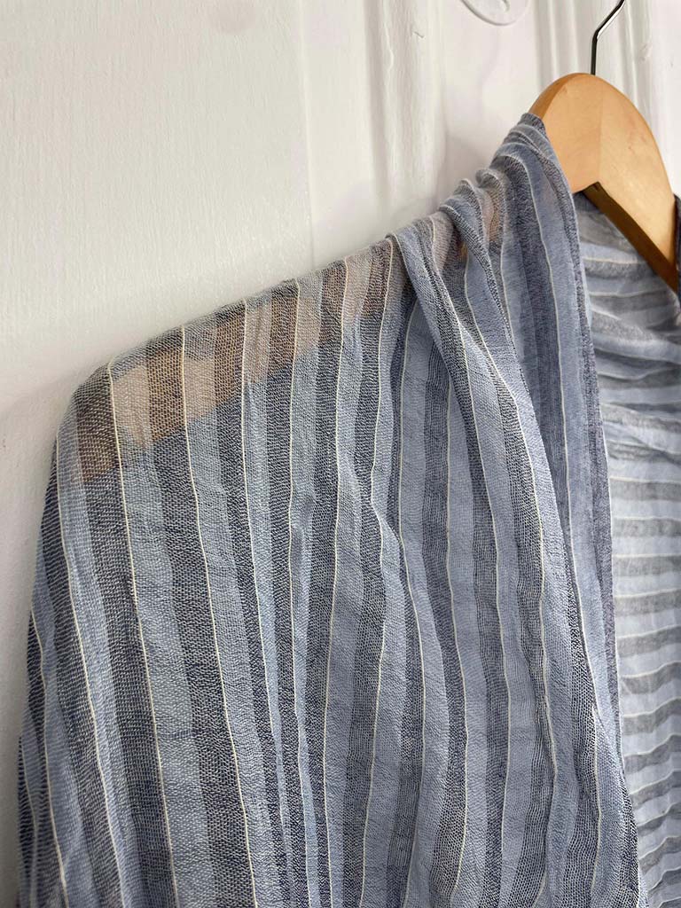 Stripe Raw Edge Scarf - Denim