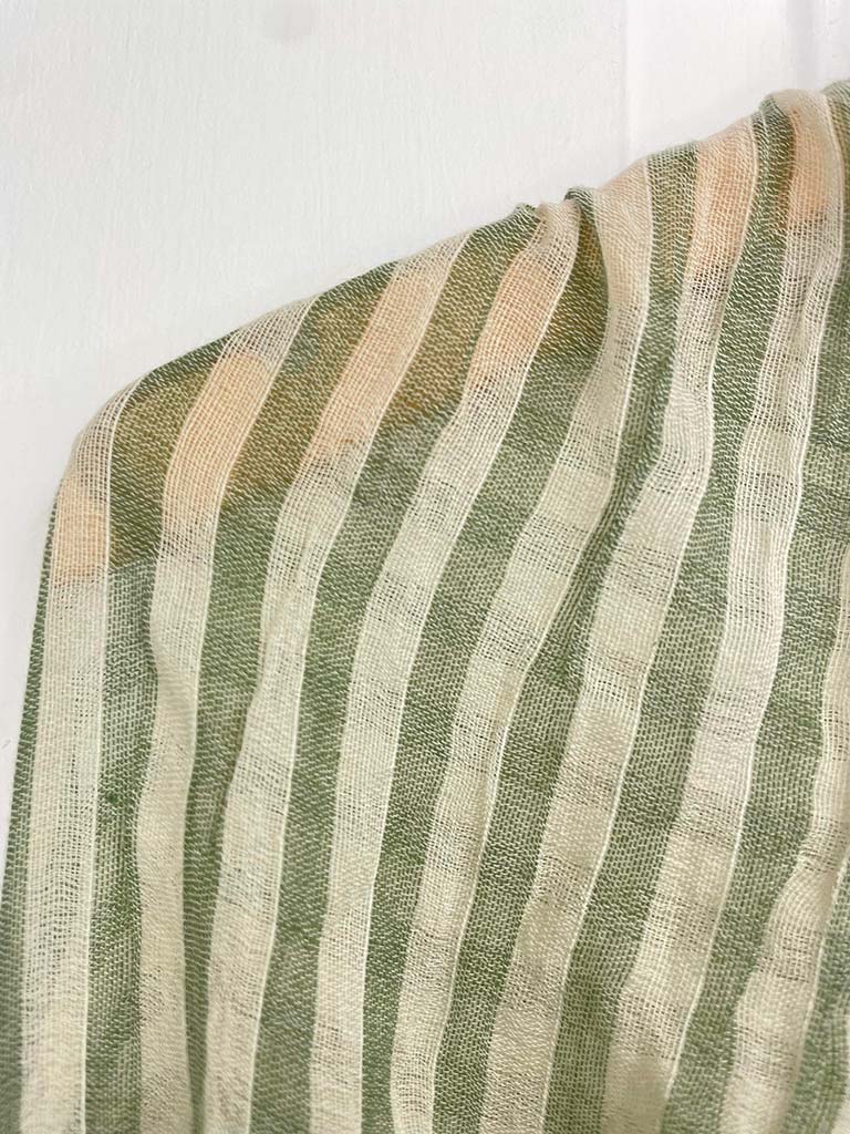 Stripe Raw Edge Scarf - Sage