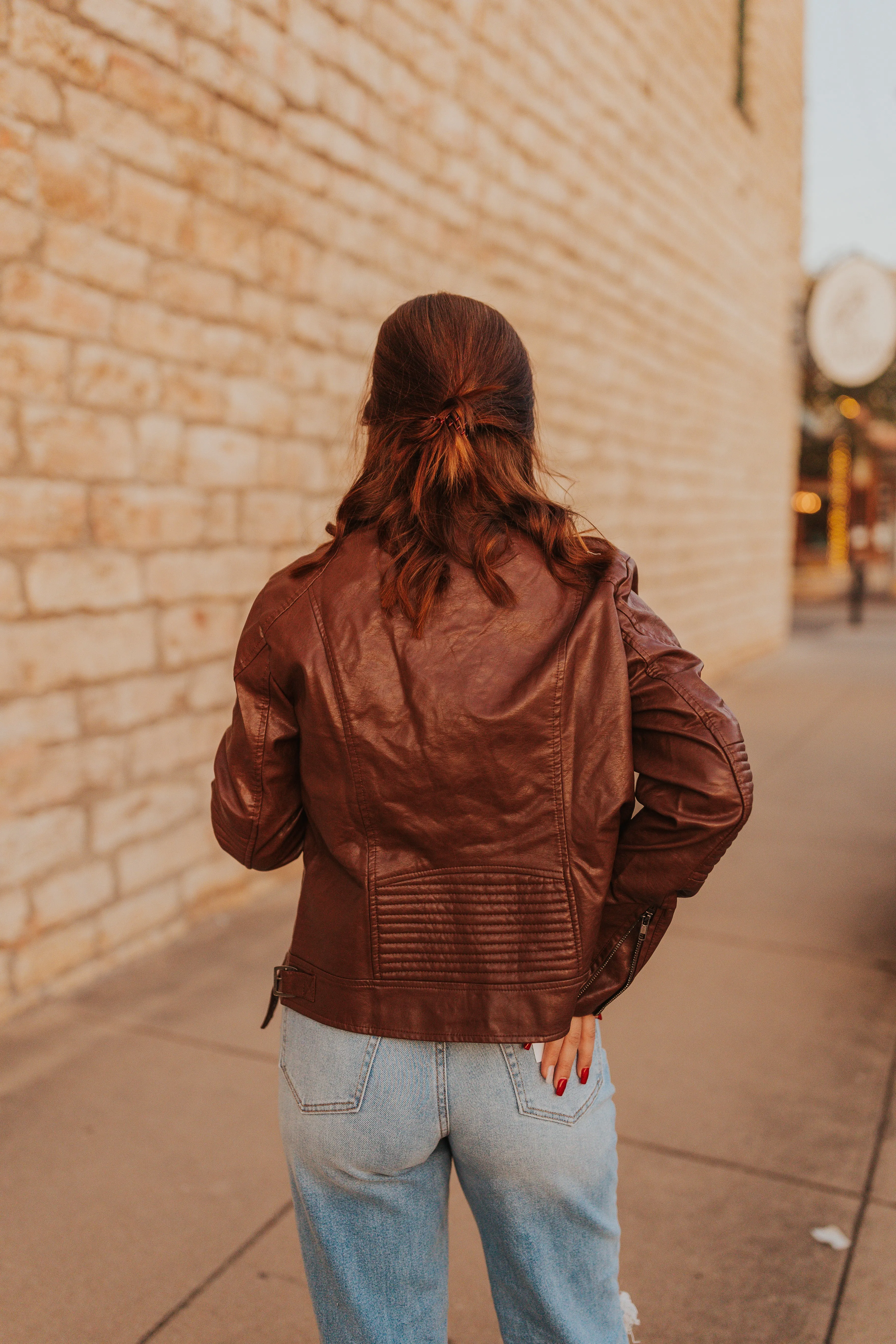 The Carley Leather Jacket in Brown