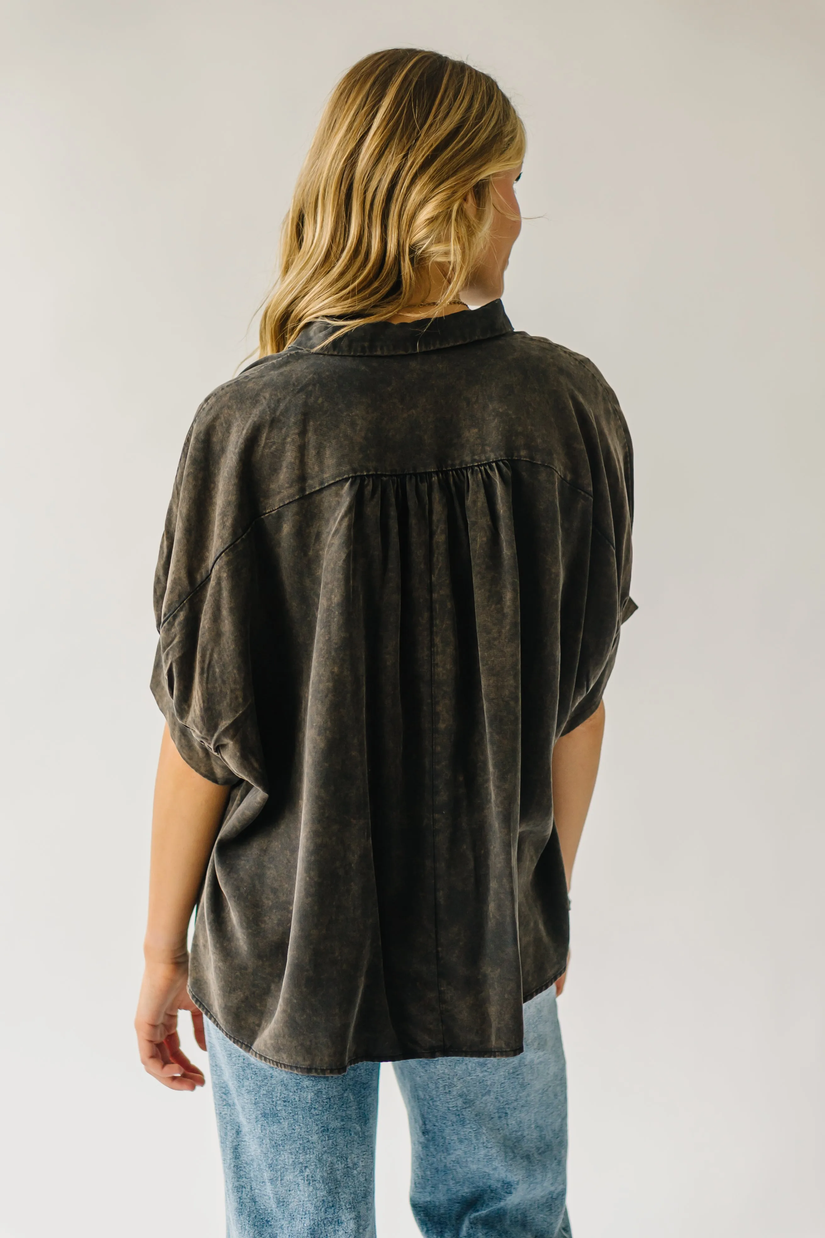 The Lowen Oversized Button-Up Blouse in Washed Black