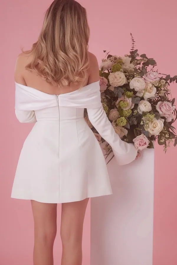 The Ultimate Muse Bow Mini Dress White