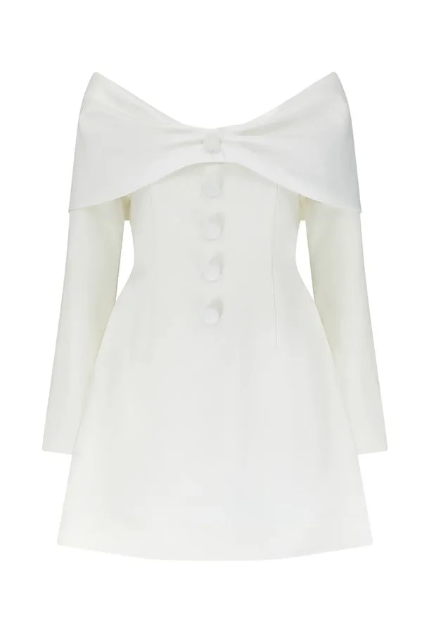 The Ultimate Muse Bow Mini Dress White