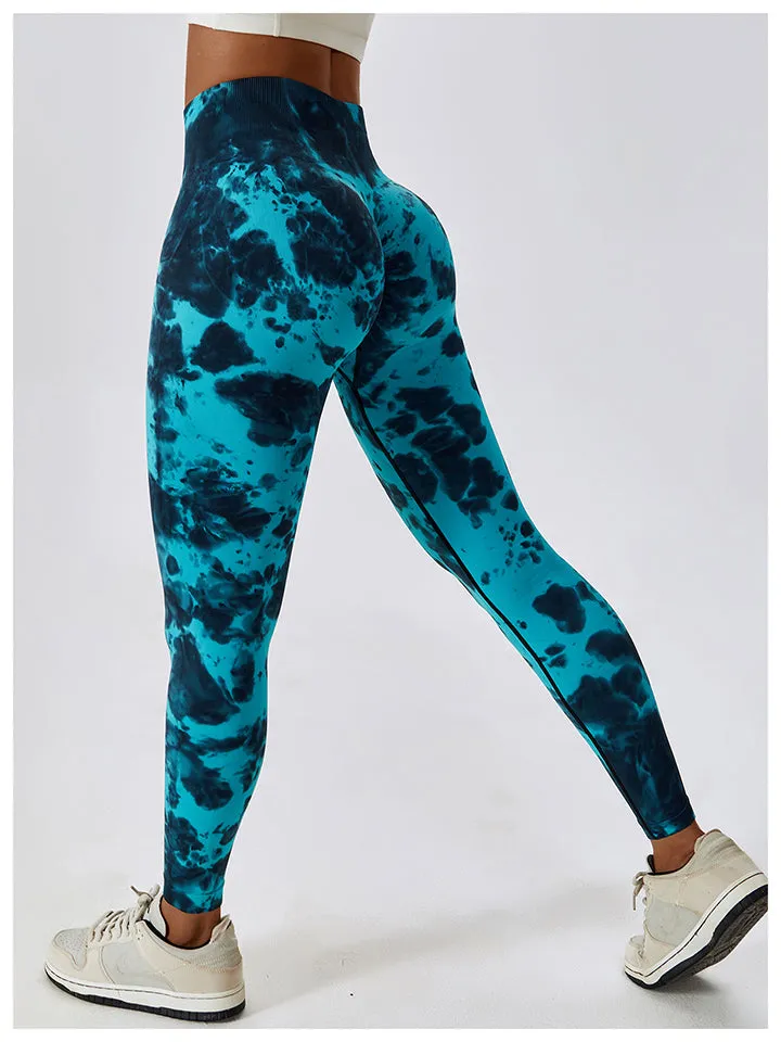 Tie Dye Wide Waistband Active Leggings