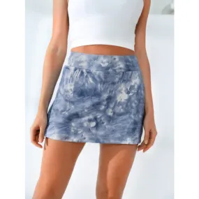 Tie-Dye Wide Waistband Active Skirt