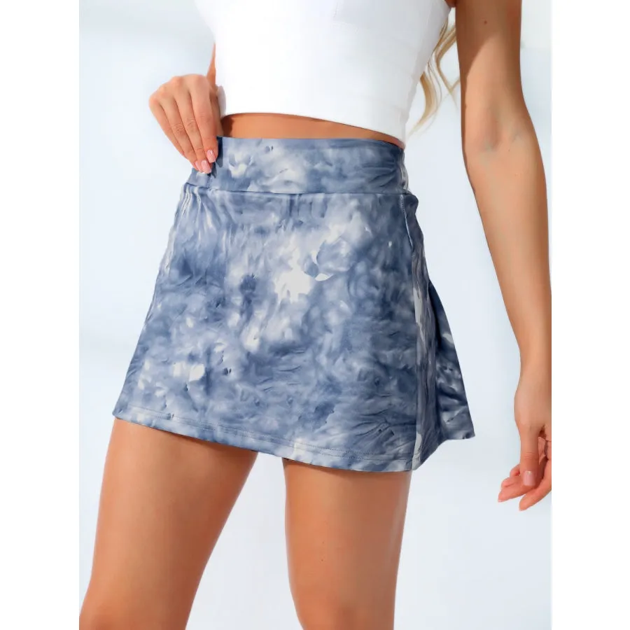 Tie-Dye Wide Waistband Active Skirt