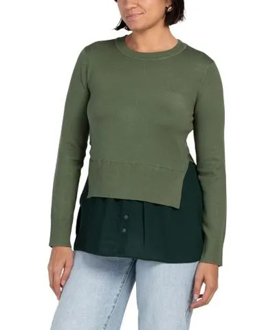 Tj Maxx Crew Neck Long Sleeve Twofer Top