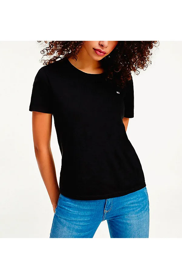 Tommy Hilfiger Women Slim Fit Logo Tee Black