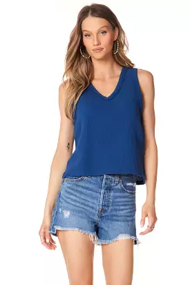 V-NECK RAW EDGE TANK