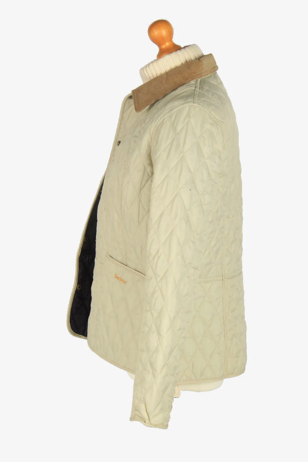 Womens Barbour Quilted Jacket Vintage Size L Beige C2407 - Pepper Tree London